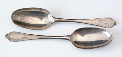 Lot 251 - Pair of George II silver spoons.