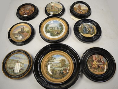 Lot 467 - Collection of 19th C colour Prattware pot lids.