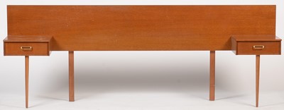 Lot 860 - Austinsuite, oak veneered double headboard with integral bedside cabinets