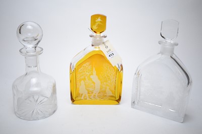 Lot 413 - Three glass decanters.