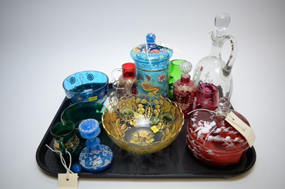 Lot 571 - Coloured and enamel decorated glassware