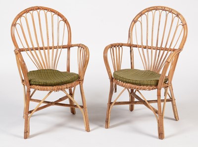 Lot 811 - Two vintage Albini-style bamboo armchairs, 1960's/70's.