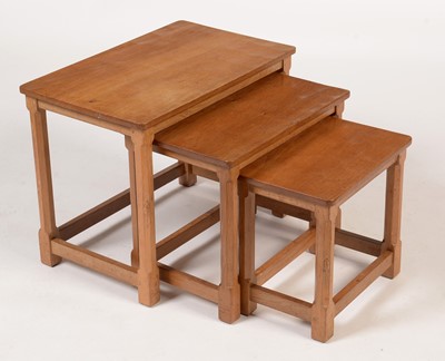 Lot 806 - Workshop of Robert 'Mouseman' Thompson of Kilburn: nest of three occasional tables.