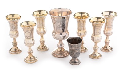 Lot 163 - Eight Kiddish silver cups
