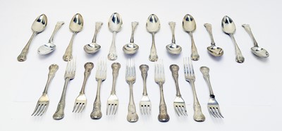 Lot 167 - Georgian silver King's pattern table forks and spoons