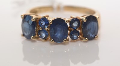 Lot 186 - Seven-stone Kanchanaburi sapphire ring.