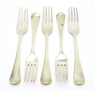 Lot 158 - Five George III silver table forks
