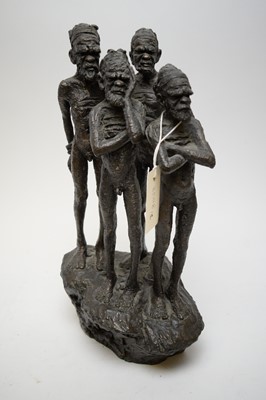 Lot 434 - Peter Sedcole bronzed resin Aboriginal figure group.