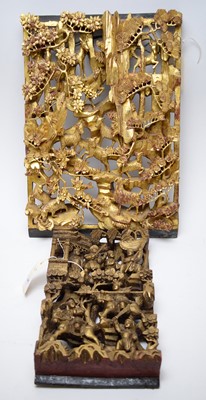 Lot 345 - Carved Asian Gilt wood panel.