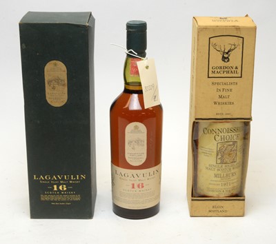 Lot 44 - Connoisseurs Choice Millburn Distillery; and Lagavulin Single Islay Malt Whisky.