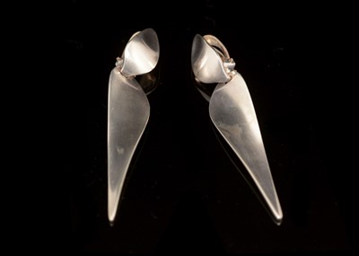 Lot 749 - Nanna Ditzel for Georg Jensen: sterling silver drop earrings