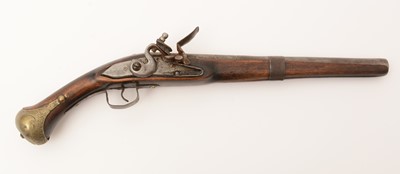 Lot 1098 - 18th Century Turkish flintlock pistol on stand