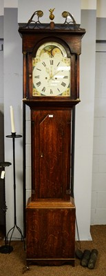 Lot 17 - Thomas Bell, Hexham: 19th C oak longcase clock.