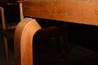 Lot 75 - Alvar Aalto for Finmar Ltd, a birch and plywood dining table