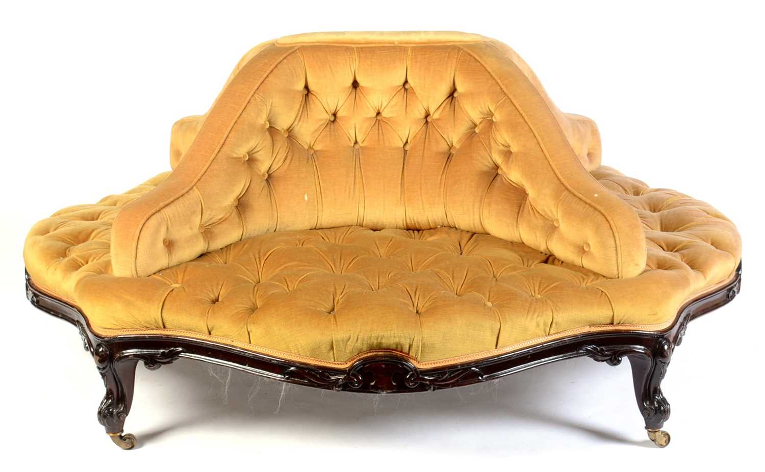 Lot 687 - Victorian rosewood framed conversation seat