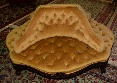 Lot 687 - Victorian rosewood framed conversation seat