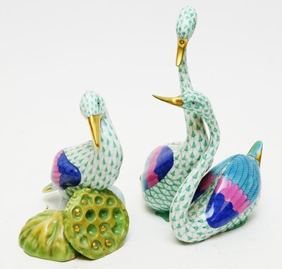 Lot 351 - Two Herend bird figure groups.
