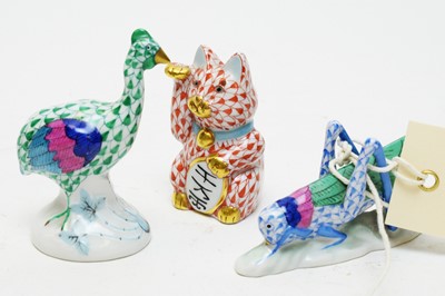 Lot 357 - Three Herend figures including a grasshopper.