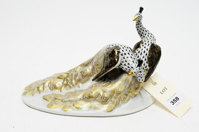 Lot 358 - Herend figure group of two peacocks.
