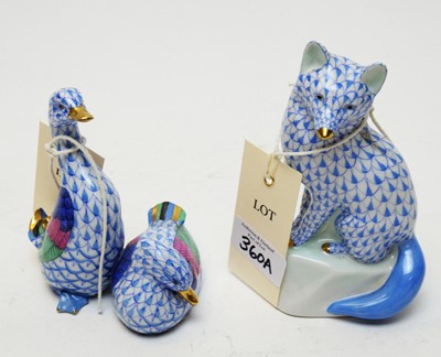 Lot 360A - Herend figure of a fox and another Herend figure group.