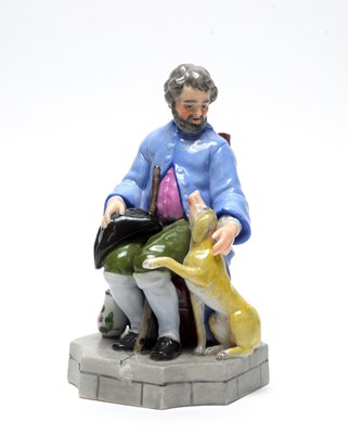 Lot 527 - Porcelain figure of huntsman Russian?