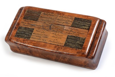 Lot 225 - Sycamore and specimen oak snuff box.