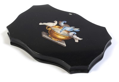 Lot 593 - A 19th Century Italian micromosaic black marble paperweight.