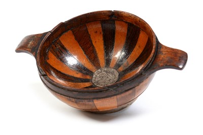 Lot 594 - An 18th Century Scottish staved wooden quaich.