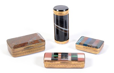 Lot 213 - Three 19th C snuff boxes; and an agate box.