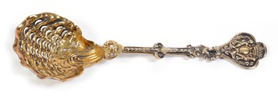 Lot 153 - A Victorian silver-gilt sifting spoon.