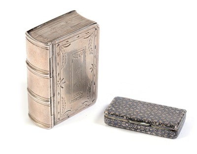 Lot 219 - 19th C silver book pattern snuff box.