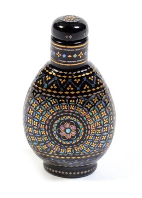 Lot 221 - A Chinese laque burgauté snuff bottle.