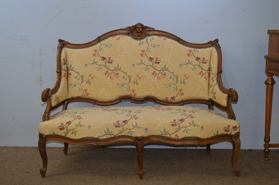 Lot 50 - 20th Century French walnut settee.