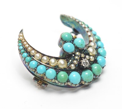 Lot 69 - A Victorian crescent brooch
