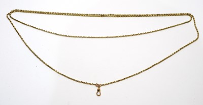 Lot 79 - 19th C yellow metal muff chain.