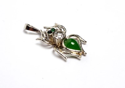 Lot 62 - Jade and diamond spider pendant