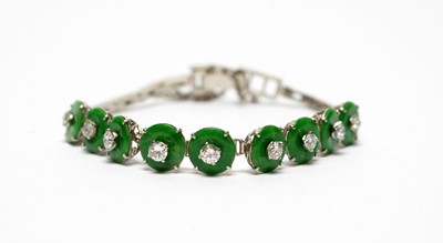 Lot 95 - Jade and diamond bracelet