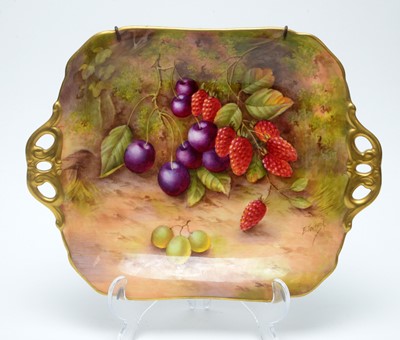 Lot 514 - Three Royal Worcester Fruit painted  Dessert Plates