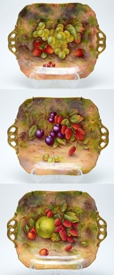 Lot 514 - Three Royal Worcester Fruit painted  Dessert Plates