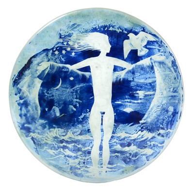 Lot 10 - Denis Mann engraved glass plaque