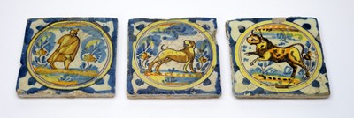 Lot 522 - Three early Spanish tiles