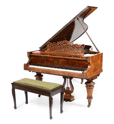 Lot 602 - Kaim & Sohn of Stuttgart - A burr walnut baby grand piano