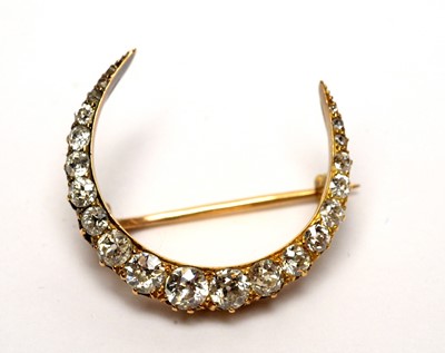 Lot 111 - Victorian diamond crescent brooch