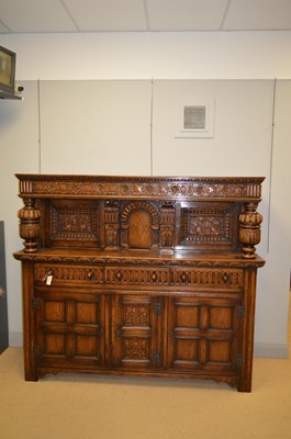 Lot 58 - 20th C oak court cupboard.