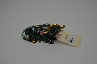 Lot 396 - Herend Noir De Chine figure of a seated bull