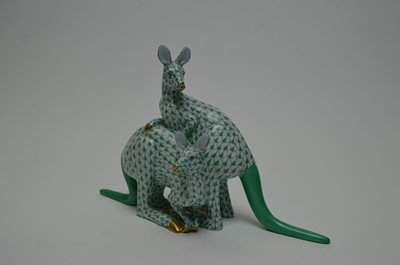 Lot 403 - A Herend figure group of a kangaroo and her joey