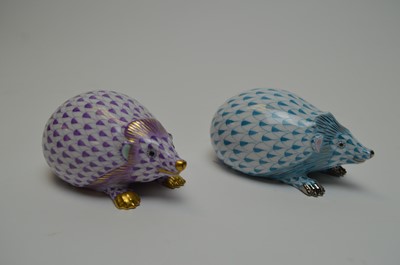 Lot 411 - Two Herend figures of hedgehogs
