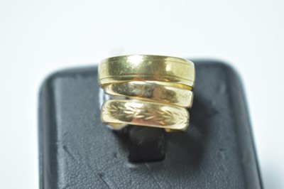 Lot 208 - Three 9ct yellow gold wedding bands