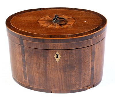 Lot 583 - A George III string inlaid mahogany tea caddy.