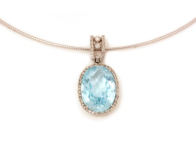 Lot 74 - A topaz and diamond pendant by RJM